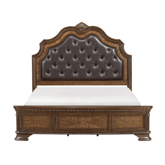 Elegant Upholstered Headboard With Intricate Carvings No Assembly Required