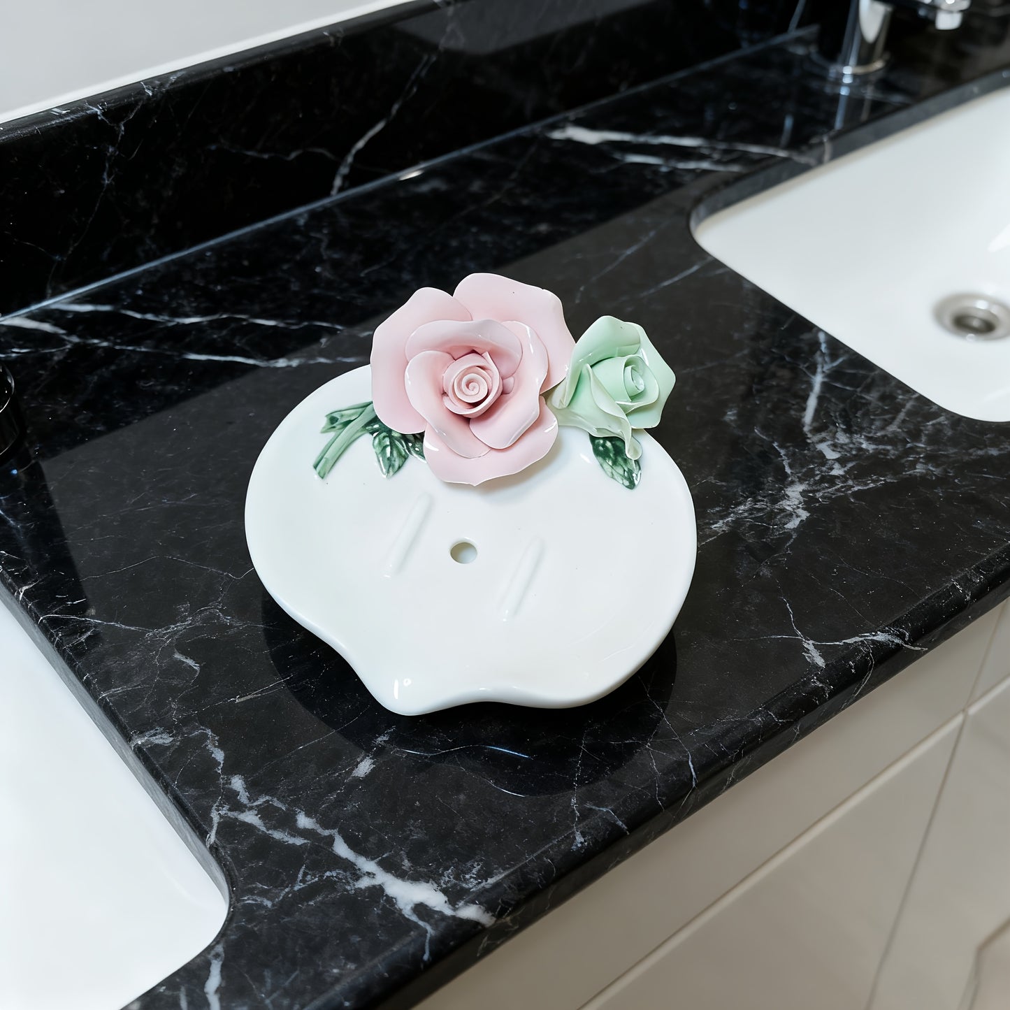 Ceramic Oval Soap Dish Hand Pinched Rose