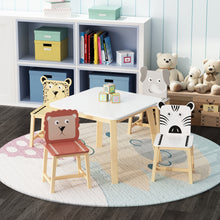 Kids Table And Chair Set With Animal Theme Wood Furniture