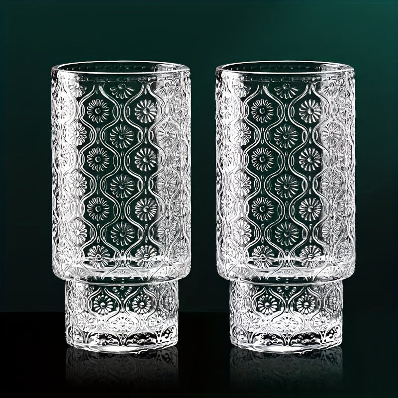 FGFW Embossed Crabapple Flower Glass Cup Stackable Reusable