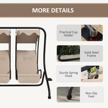OUTSUNNY Patio Swing Chair With 2 Seats Cup Holders