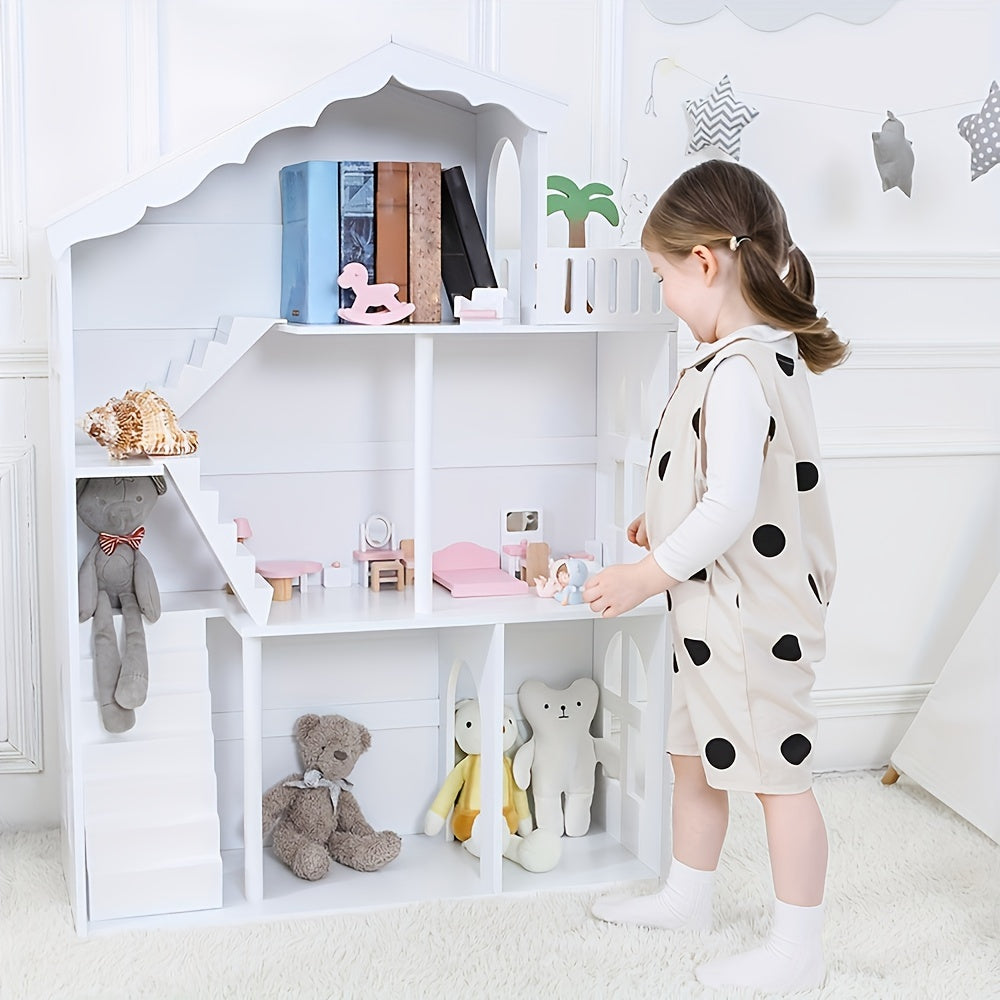 HILIROOM 3 Tier Freestanding Kids Bookshelf Dollhouse Storage