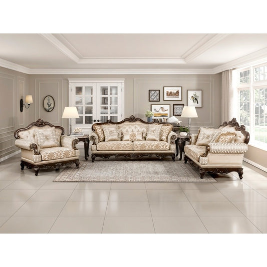 Traditional Luxury Sofa Set 3 Piece Solid Wood Living Room