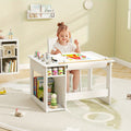 COSTWAY Kids Art Table And Chair Set With Paper Roll