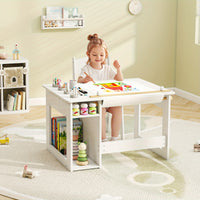 COSTWAY Kids Art Table And Chair Set With Paper Roll