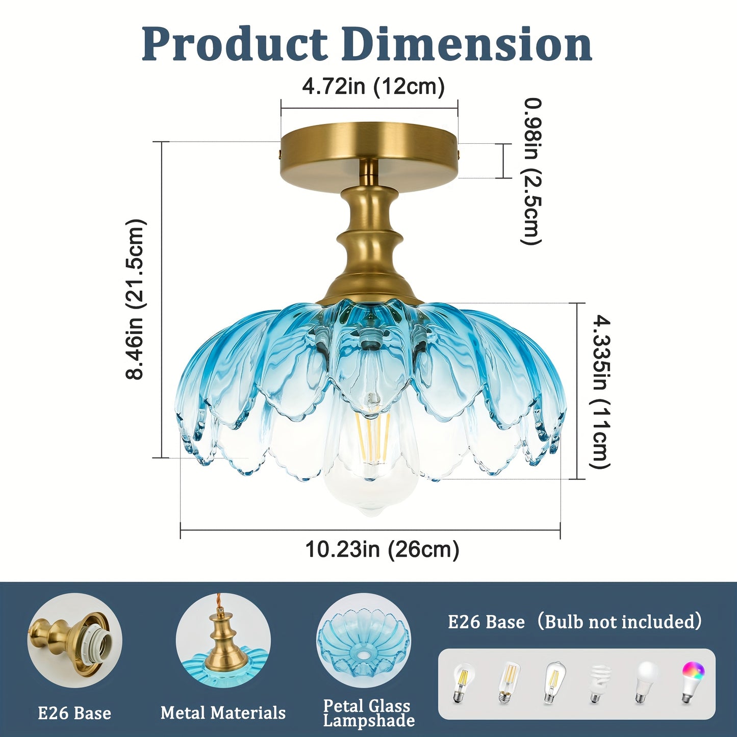 POMITOS Semi-Recessed Retro Gradient Petal Pendant Light Glass Shade