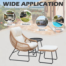 TAPPIO 3 Piece Outdoor Patio Furniture Set Papasan Chair Ottoman