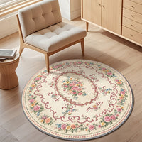 ZULIDA 2D Round Floral Carpet Polyester Machine Washable