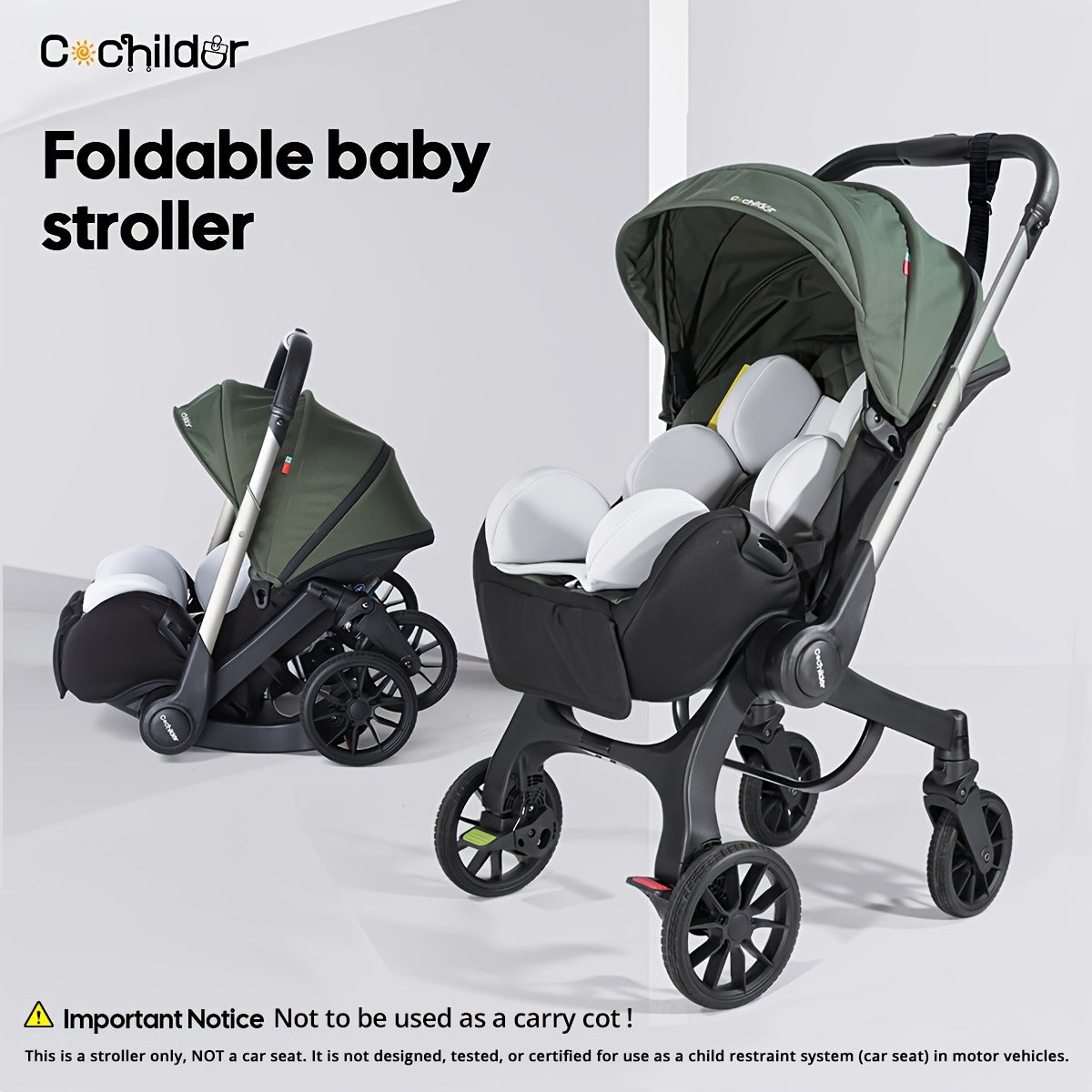 Cochildor Reversible Foldable Baby Stroller Sunshade Safety Belt