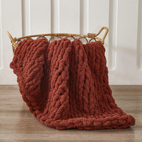 WESHIONGOO Chunky Knit Chenille Throw Blanket for Couch and Bed
