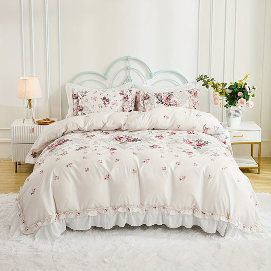Coquette Floral Comforter Set 3Piece Bedding For Bedroom