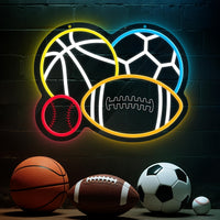 Flybaby Neon Four Sports Balls Wall Sign LED USB Powered