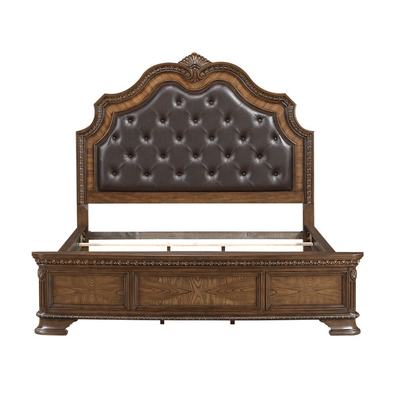 Elegant Upholstered Headboard With Intricate Carvings No Assembly Required