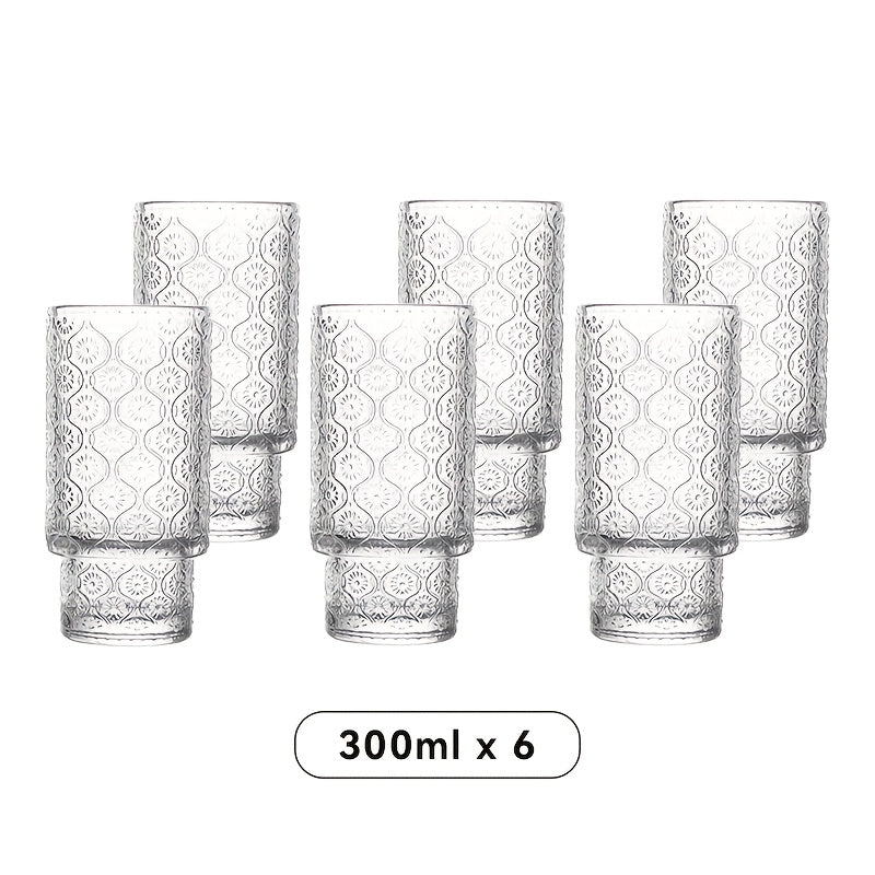 FGFW Embossed Crabapple Flower Glass Cup Stackable Reusable