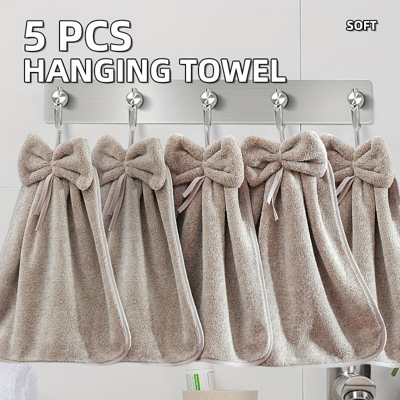 Fleece Bow Hand Towels Modern Kitchen Bathroom Set