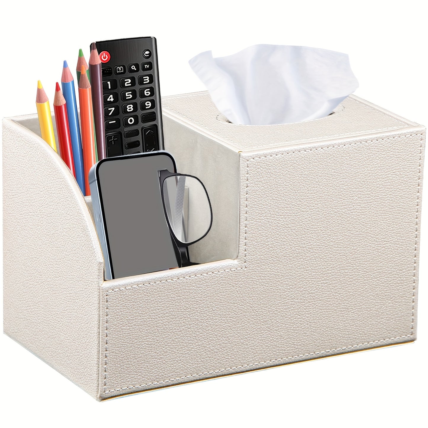 MILITWO Multifunctional PU Leather Napkin Box And Remote Holder