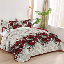 Romantic Rose Quilt Set Polyester Coverlet With Embellishments Machine Washable