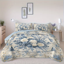 Flower Design Quilt Set Hypoallergenic Breathable All Seasons Lightweight Bedding