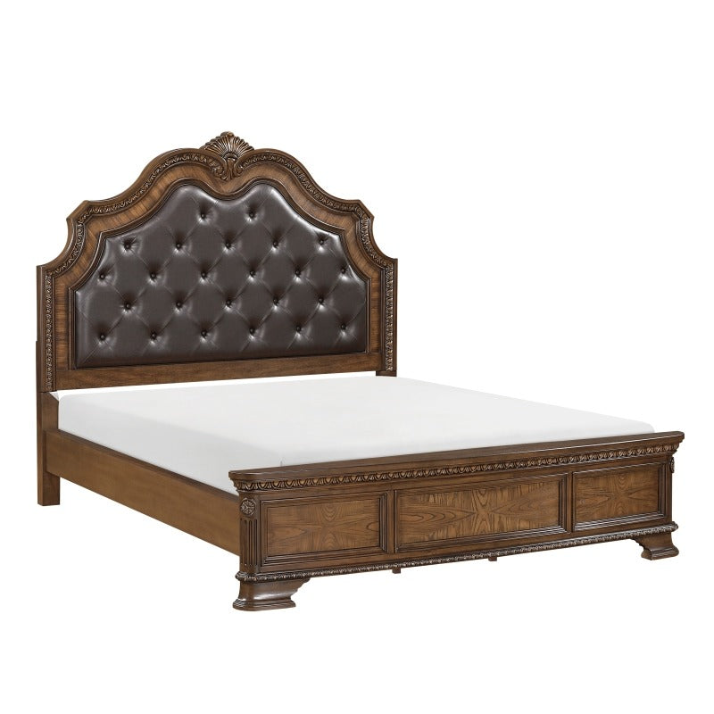 Elegant Upholstered Headboard With Intricate Carvings No Assembly Required