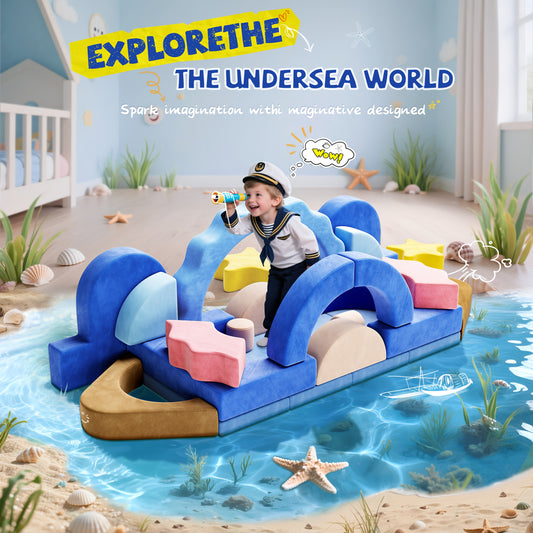 Rengue 24pcs Modular Play Sofa For Toddlers Nugget Ocean Theme