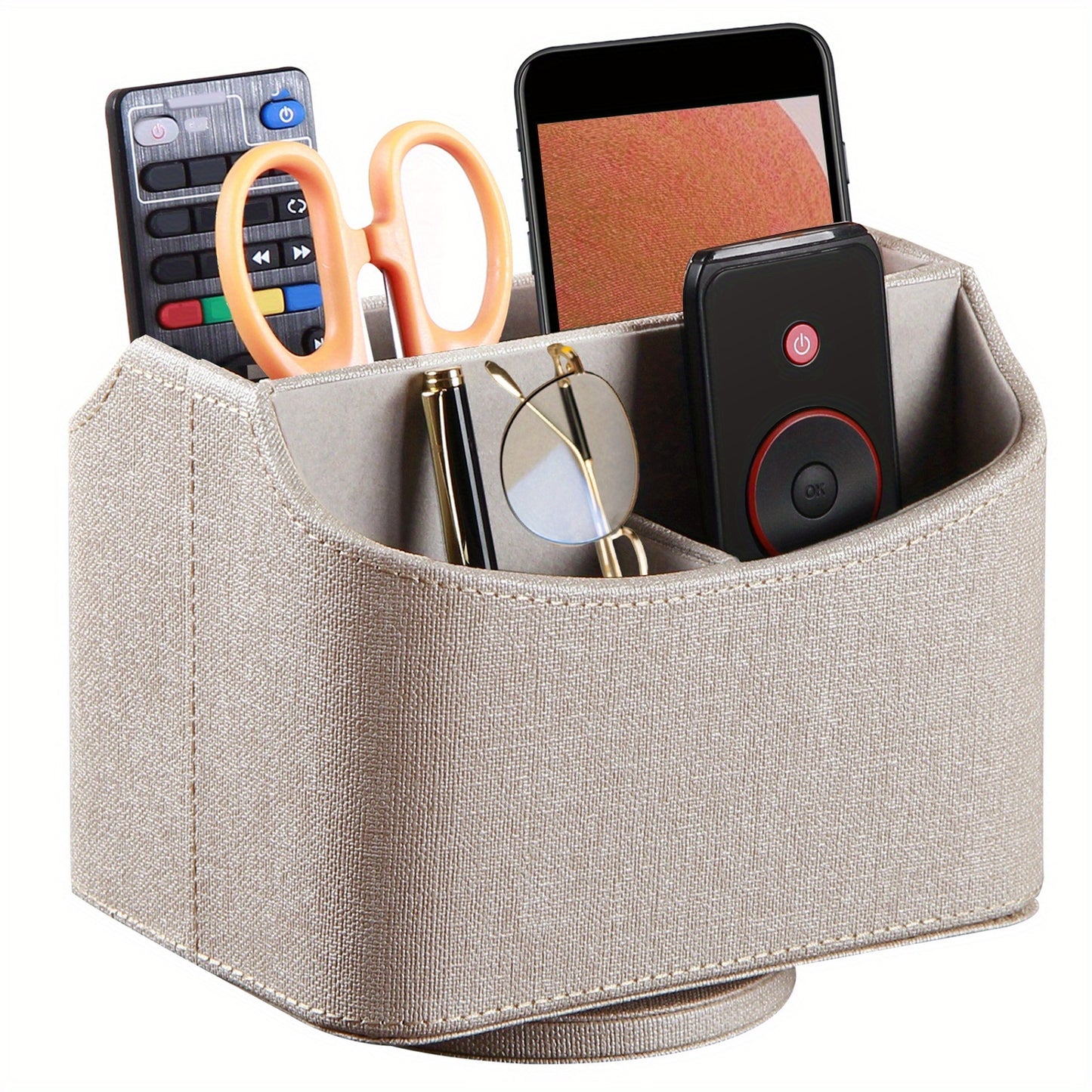 MILITWO 360 Degree Swivel Remote Holder Compartments PU Leather Organizer