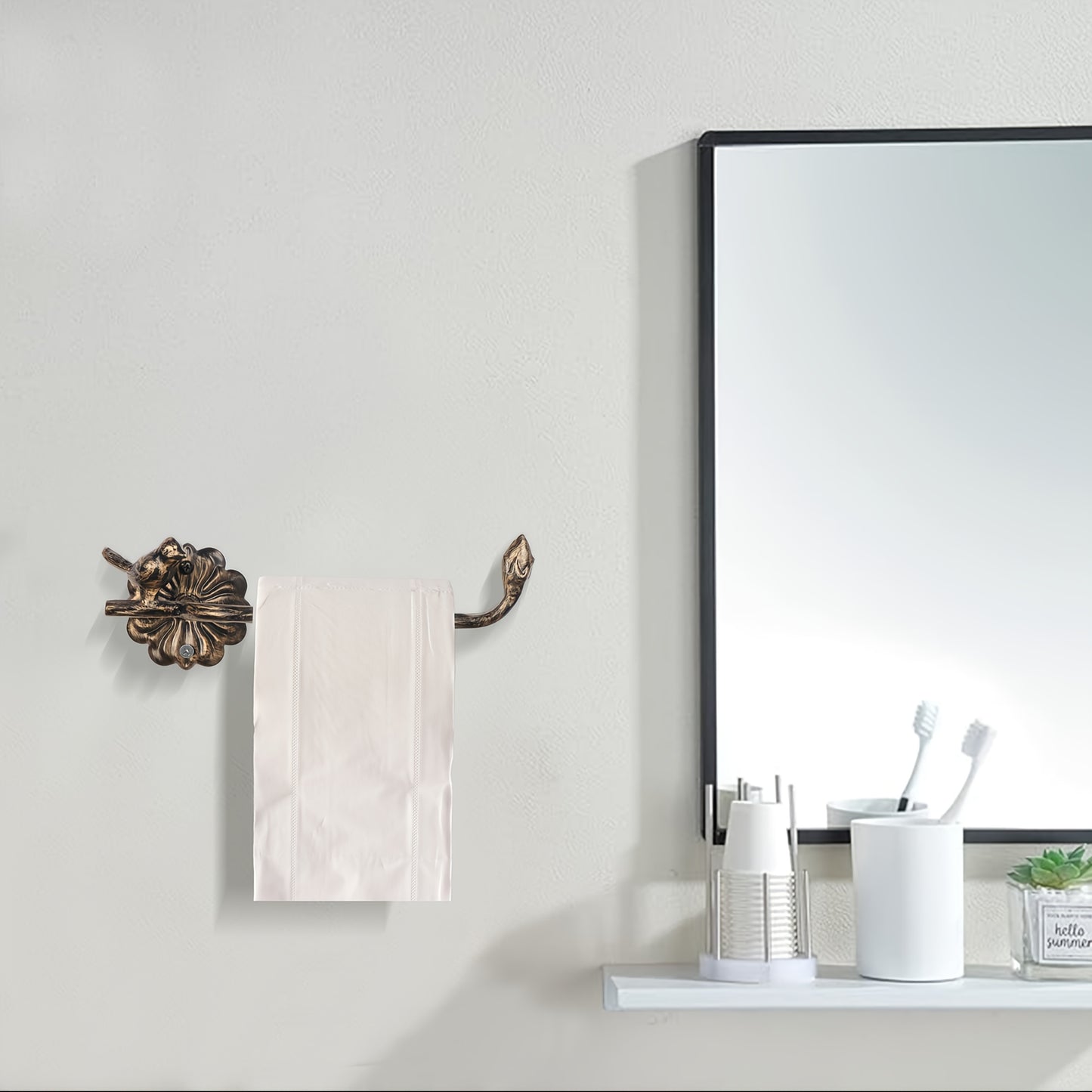 Retro Bird Design Metal Towel Holder Wall Mounted Iron Rack