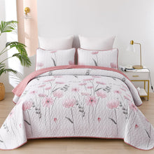 Dinjoy King Size Quilt Set Floral3 Piece Pink/Blush Farmhouse Bedding Set Lightweight Flower Bedspreads White Coverlet Bed Sets Boho King Quilts for Girls All Season(90