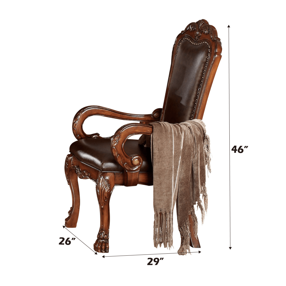 Vinyl Upholstery-Like Arm Chair With Nailhead Trim And Manual Recline