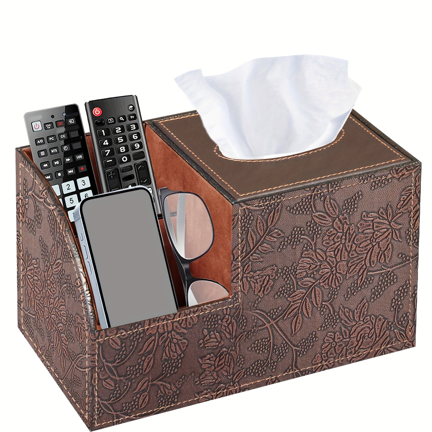 MILITWO Multifunctional PU Leather Napkin Box And Remote Holder