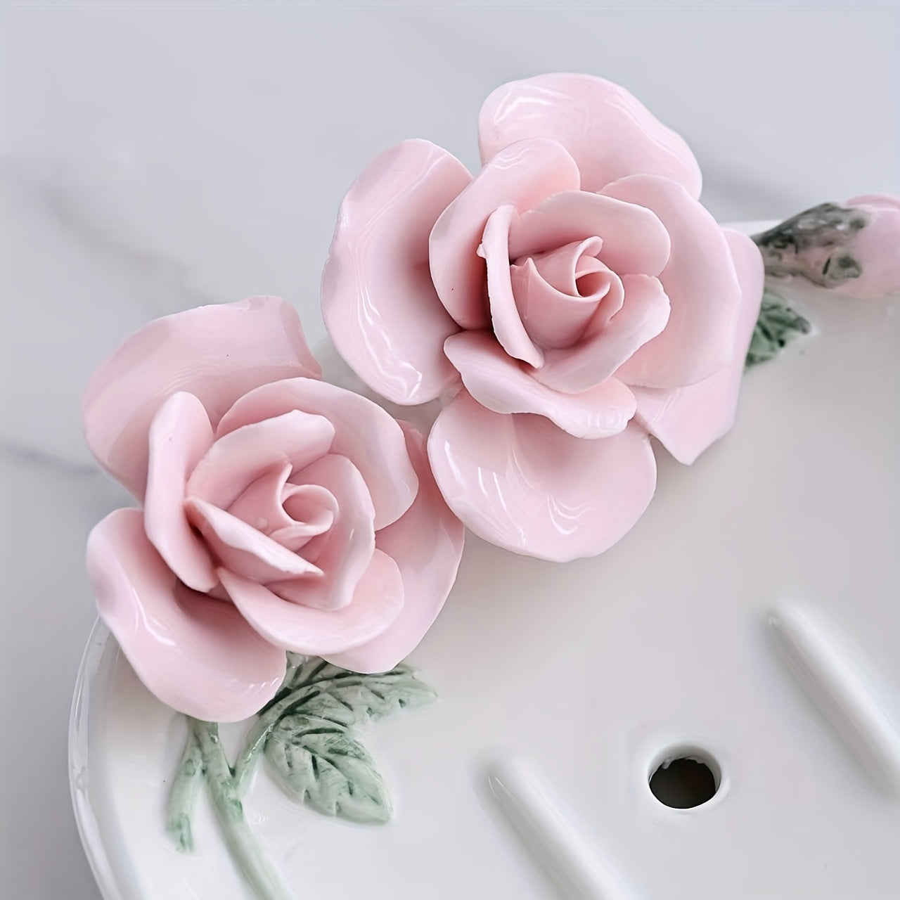 Ceramic Oval Soap Dish Hand Pinched Rose