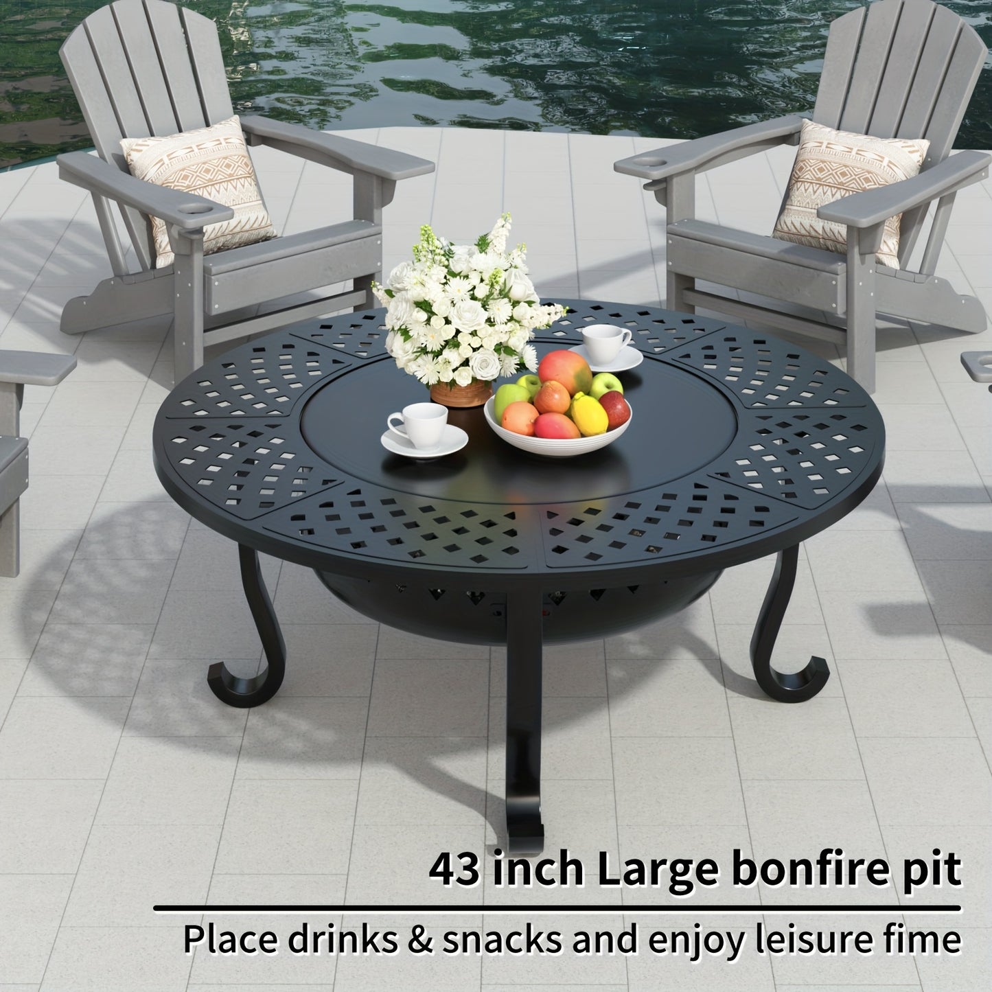 Fire Pit With Grill And Lid For Outdoor Wood Burning