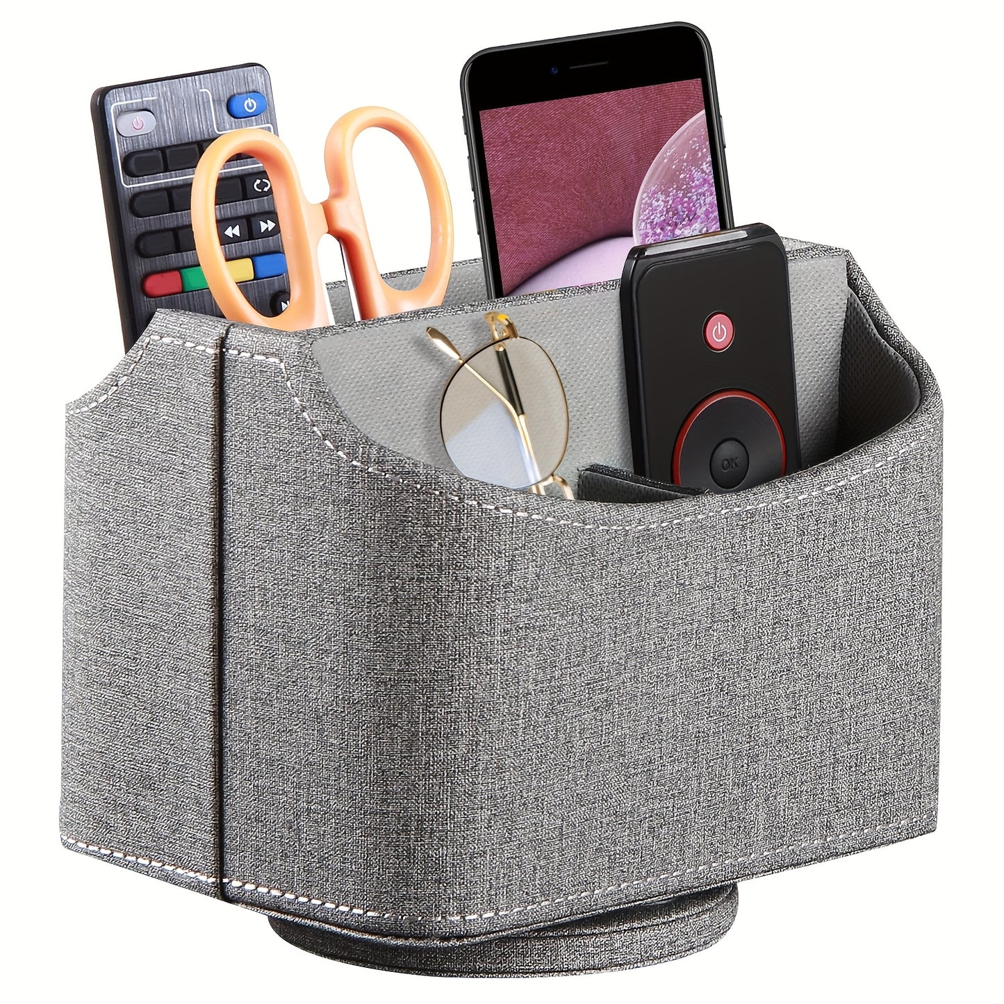 MILITWO 360 Degree Swivel Remote Holder Compartments PU Leather Organizer