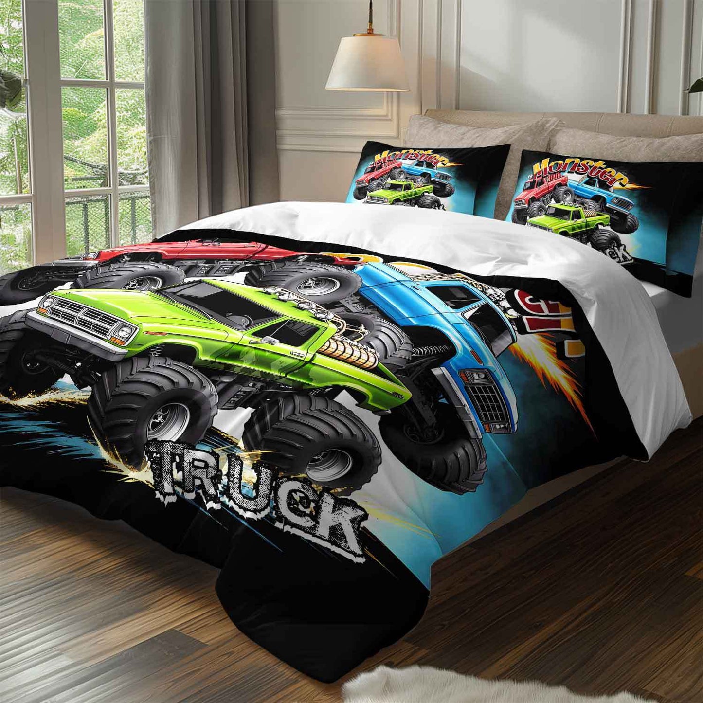 Monster Truck Bedding Set Duvet Cover And Pillowcases All Seasons