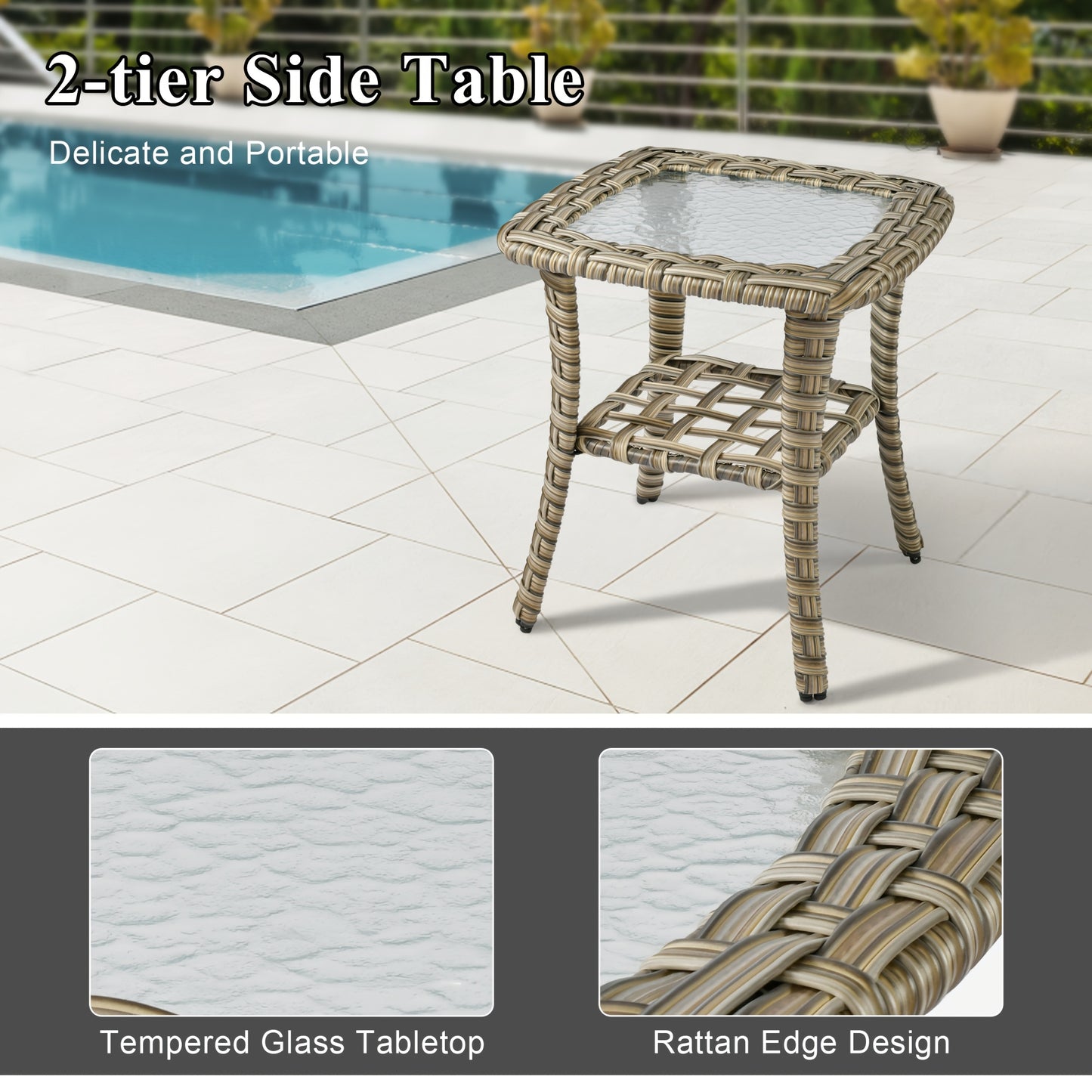 HOOOWOOO Outdoor 360-Degree Swivel Chairs Set With Ottomans And Table