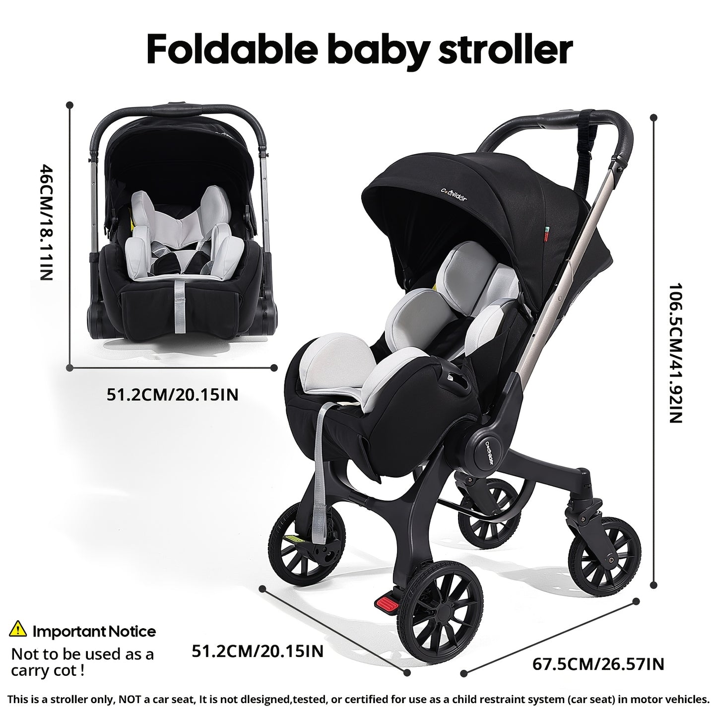 Cochildor Reversible Foldable Baby Stroller Sunshade Safety Belt