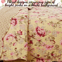 Vintage Rose Floral 100 Percent Cotton Quilt Bedding Set