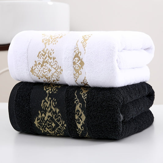 Cotton Bath Towel Set 400 GSM Geometric Embroidery 2 Pieces