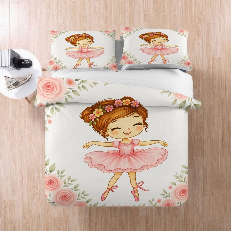 Ballerina Bedding Duvet Cover Set For Girls With Pillowcases