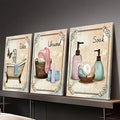 Framed Retro Spa Bath Wall Art Wrapped Canvas Bathroom Decor