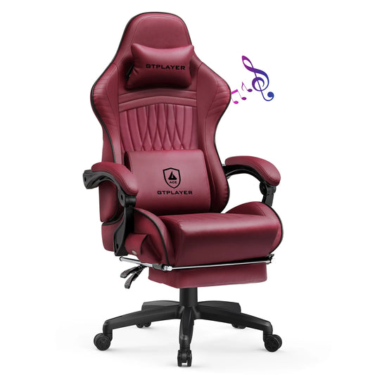 GTPLAYER Ergonomic Gaming Chair Swiveling Faux Leather with Speakers