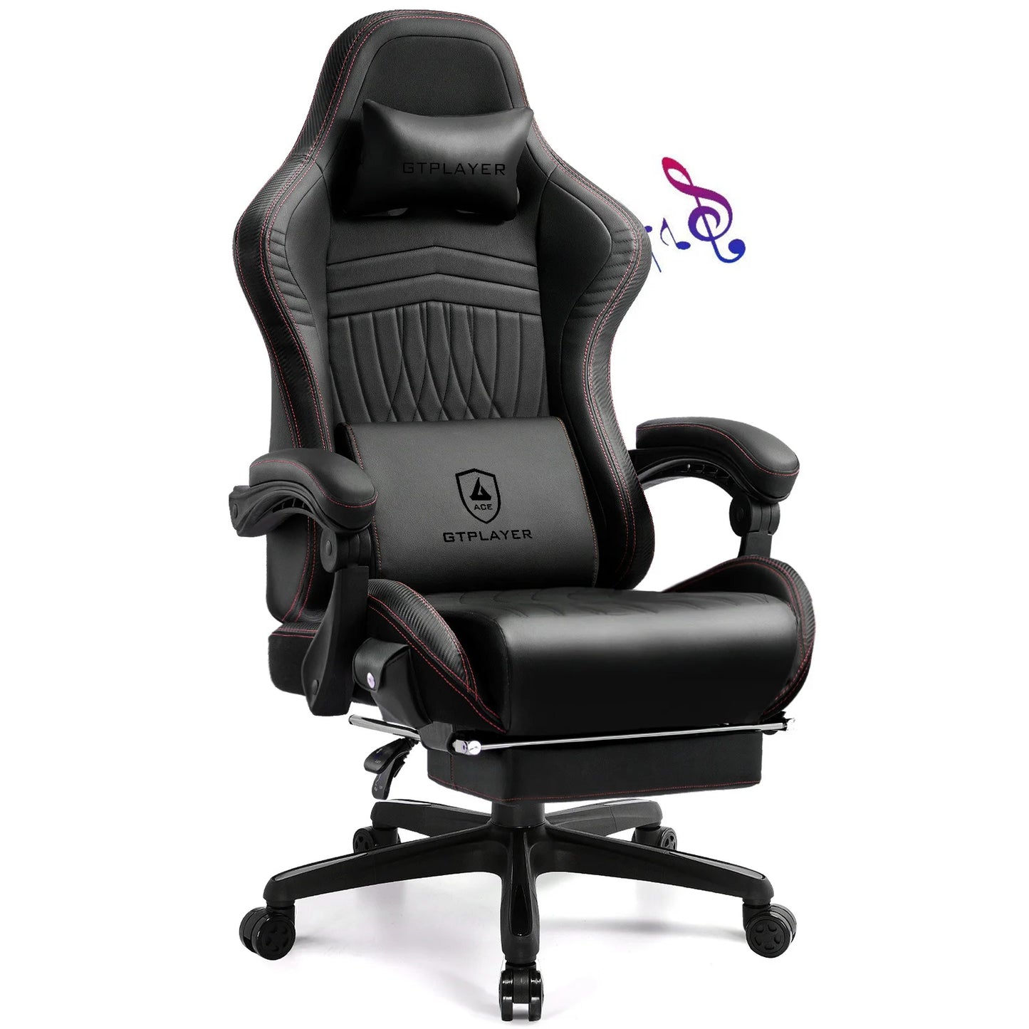 GTPLAYER Ergonomic Gaming Chair Swiveling Faux Leather with Speakers
