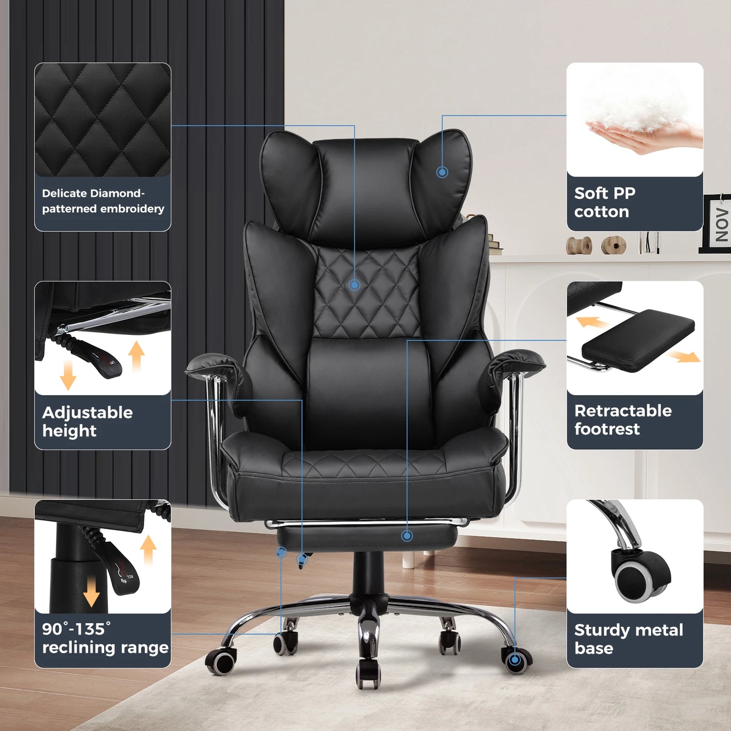 COMHOMA Pocket Spring Lumbar Ergonomic Office Chair