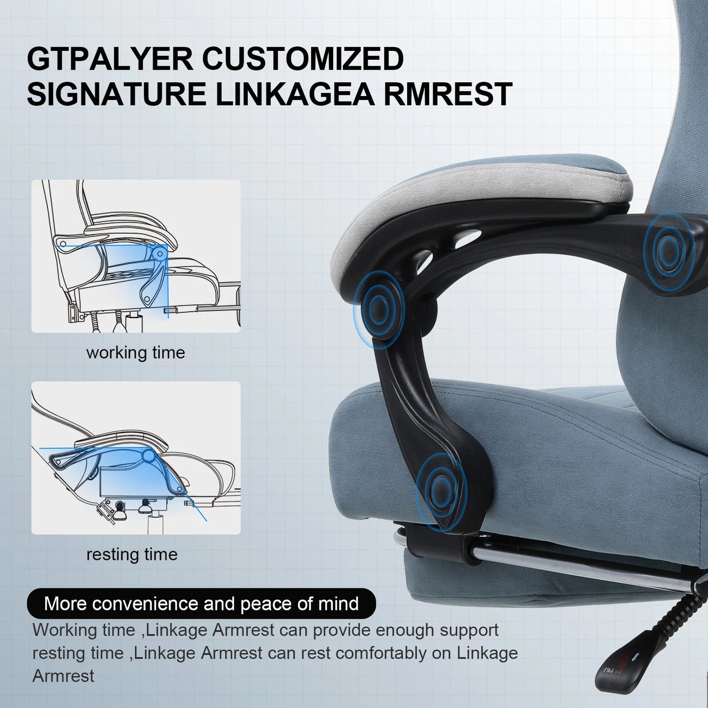 GTPLAYER Ergonomic Gaming Chair With Pocket Spring Cushion And Footrest