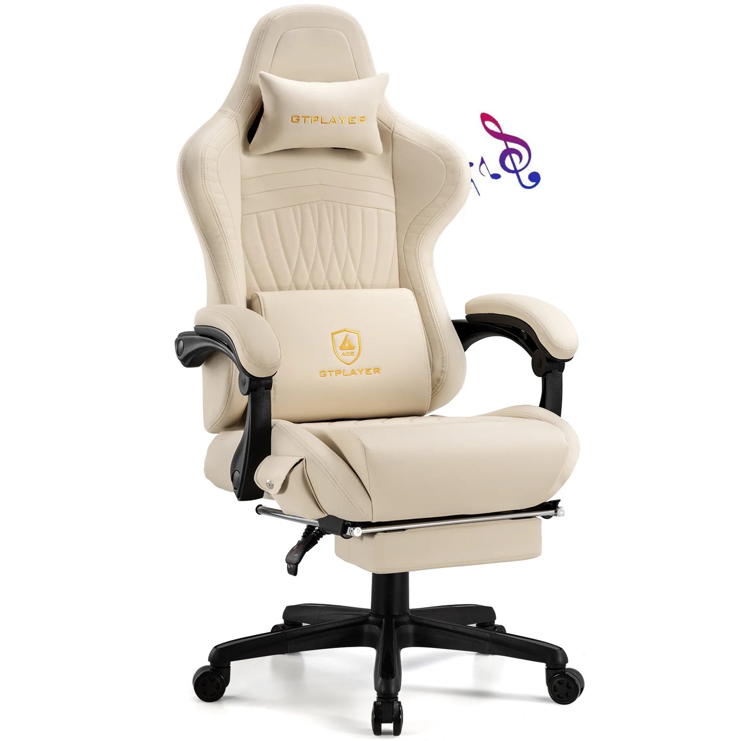GTPLAYER Ergonomic Gaming Chair Swiveling Faux Leather with Speakers