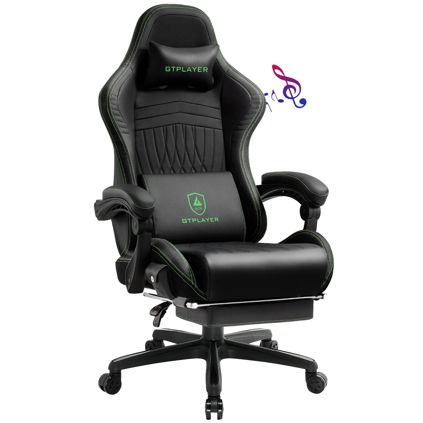 GTPLAYER Ergonomic Gaming Chair Swiveling Faux Leather with Speakers