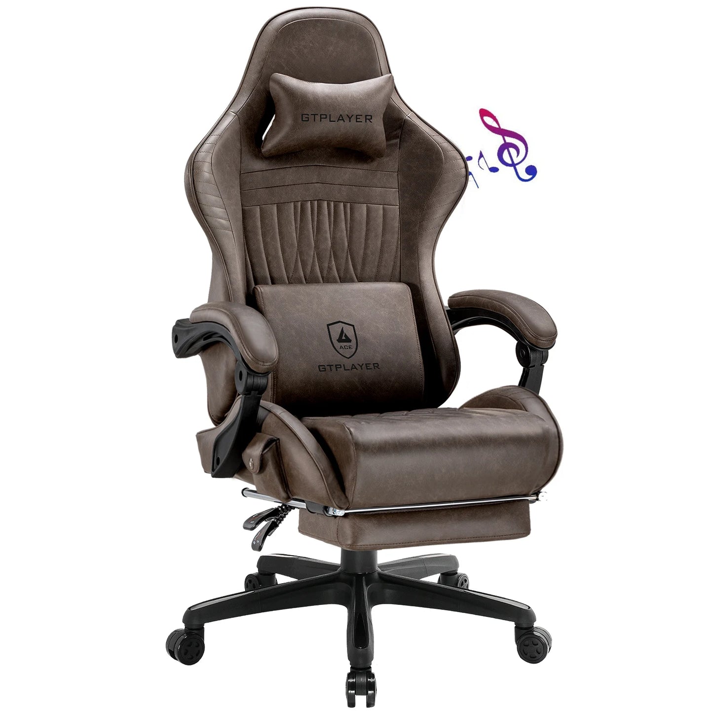 GTPLAYER Ergonomic Gaming Chair Swiveling Faux Leather with Speakers