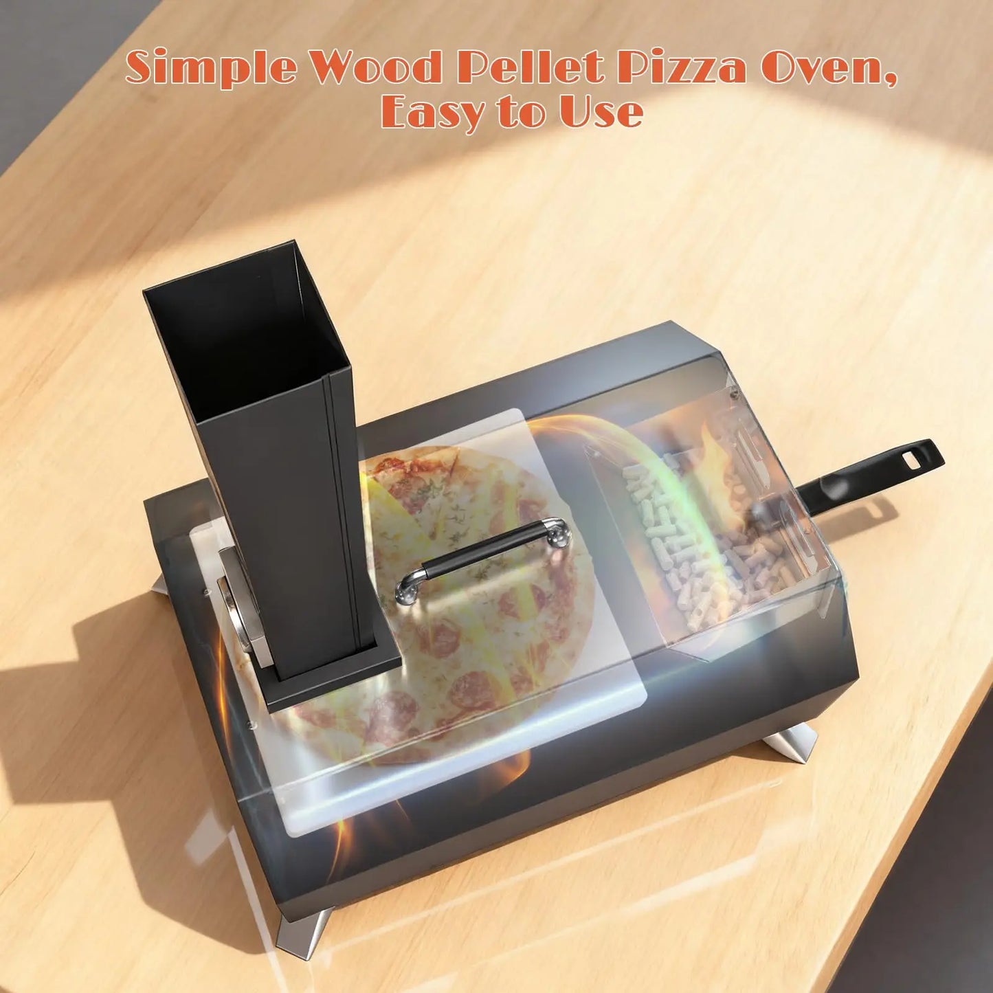 Karinear Outdoor Pizza Oven, Wood Pellet Pizza Oven 12inch with Pizza Peel and Pizza Cutter for Beach Camping [Energy Class A]