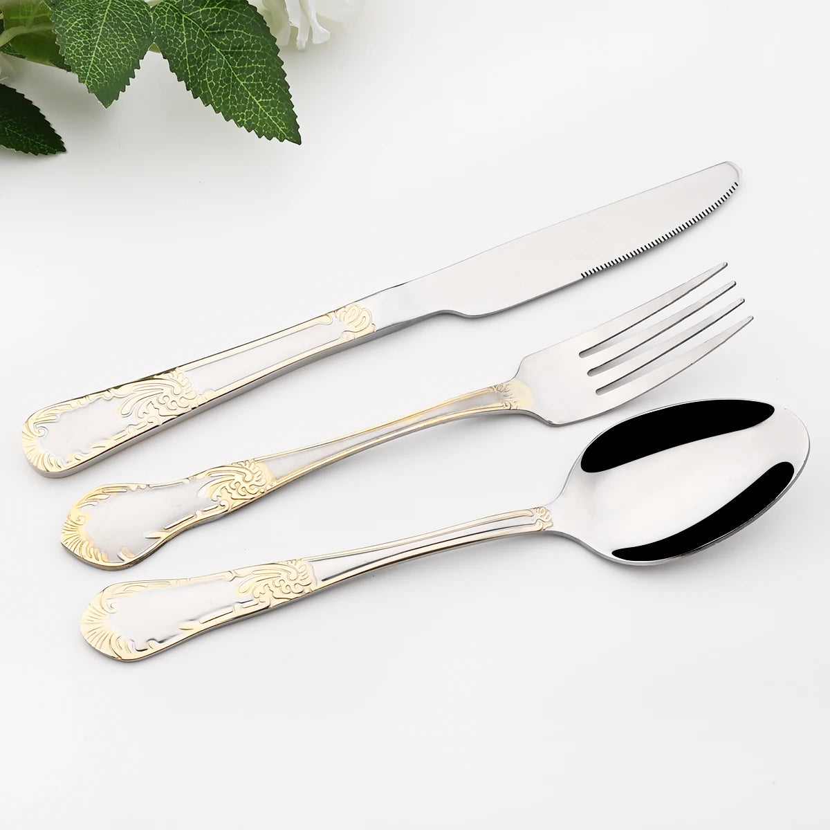 Snplowum Stainless Steel Flatware Set Dinnerware Silverware