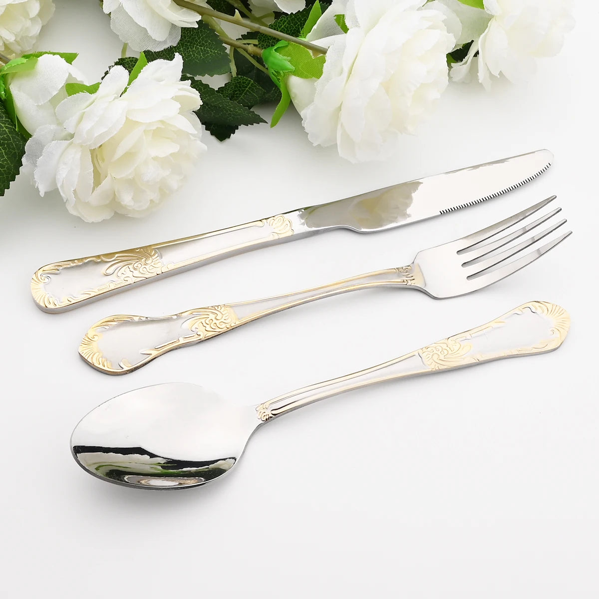 Snplowum Stainless Steel Flatware Set Dinnerware Silverware
