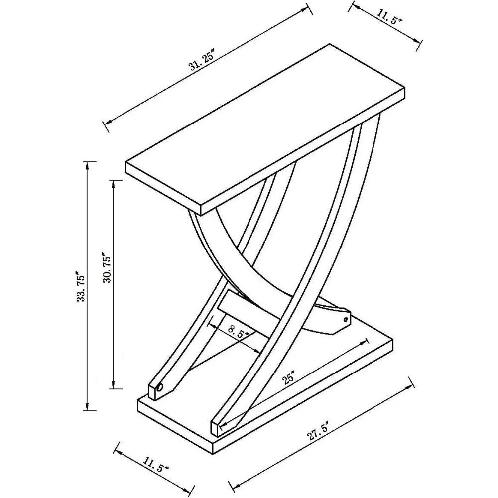 Wood Narrow Console Entryway Table With Curved Intersecting Legs